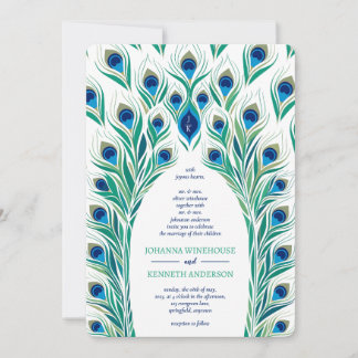 Invitation Cadre oculaire Peacock | Mariage de monogramme