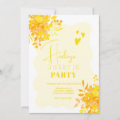 Invitation Cadre ondulé jaune chaud boho floral Sweet 16 (Devant)