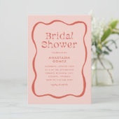 Invitation Cadre ondulé rétro en orange pour Baby Shower de m (Debout devant)
