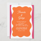 Invitation Cadre Ondulé Rétro Mariage Simple Classique Fantai (Devant)
