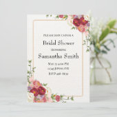 Invitation Cadre or avec Fête des mariées de jolies fleurs (Debout devant)