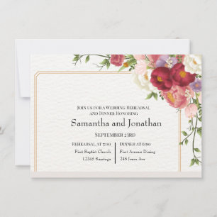 Invitation Cadre Or avec jolie répétition Mariage