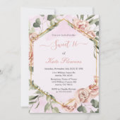 Invitation Cadre or avec rose Quinceanera espagnol (Devant)