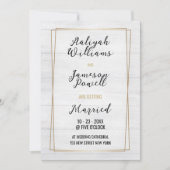 Invitation Cadre or blanc rustique typographie Mariage (Devant)