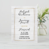 Invitation Cadre or blanc rustique typographie Mariage (Debout devant)