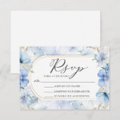 Invitation Cadre Or Blue Floral Garden Nuestra Boda RSVP (Devant / Derrière)