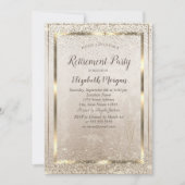 Invitation Cadre Or Chic, Retraite Confetti Verre (Devant)