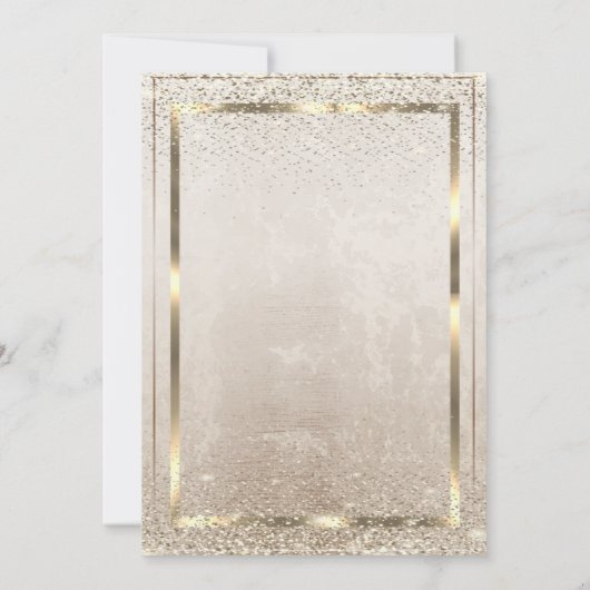 Invitation Cadre Or Chic, Retraite Confetti Verre (Dos)