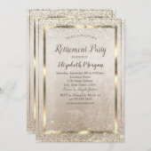 Invitation Cadre Or Chic, Retraite Confetti Verre (Devant / Derrière)