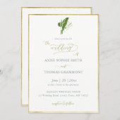 Invitation Cadre Or Classique Ressort Lily de Vallée Mariage (Devant / Derrière)