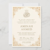 Invitation Cadre Or Crème Ornate Islamique Aqiqa Aqeeqa Baby (Devant)