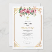 Invitation Cadre Or Delicate Roses Roses Roses Roses Catholiq (Devant)