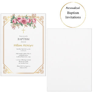 Invitation Cadre Or Delicate Roses Roses Roses Roses Catholiq