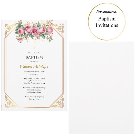 Invitation Cadre Or Delicate Roses Roses Roses Roses Catholiq