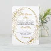 Invitation Cadre or espagnol Quinceanera (Debout devant)