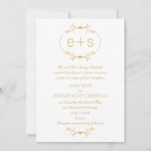 Invitation Cadre or et initiales élégant mariage monogramme (Devant)