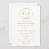 Invitation Cadre or et initiales élégant mariage monogramme (Devant / Derrière)