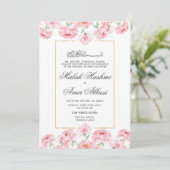 Invitation Cadre or et rose Floral musulman Mariage musulman  (Debout devant)