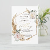 Invitation Cadre Or Floral Chic (Debout devant)