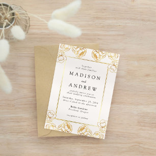 Invitation Cadre or Flower Elegant Moderne Simple Mariage