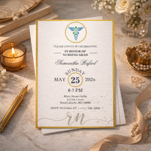 Invitation Cadre Or Formel Diplômé en Soins Infirmiers Promot