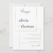 Invitation Cadre or moderne Boho Black White Orchid Mariage (Devant)