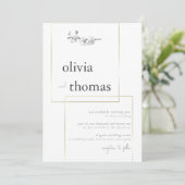 Invitation Cadre or moderne Boho Black White Orchid Mariage (Debout devant)
