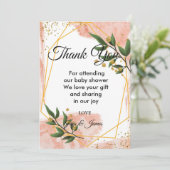 Invitation Cadre Or moderne ivoire Vert Floral merci (Debout devant)