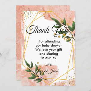 Invitation Cadre Or moderne ivoire Vert Floral merci