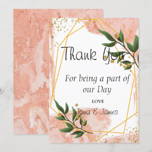 Invitation Cadre Or moderne ivoire Vert Floral merci