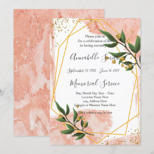 Invitation Cadre Or moderne ivoire Vert FloralMémoire d'amour