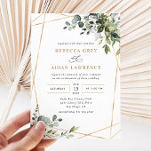 Invitation Cadre Or moderne Mariage de verdure Eucalyptus