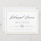Invitation cadre or noir lettrage de répétition dîner (Devant)