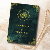 Invitation Cadre or Ornat & Emerald Green Mariage musulman