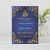 Invitation Cadre Or Ornate Bleu islamique Mariage musulman (Debout devant)