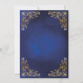 Invitation Cadre Or Ornate Bleu islamique Mariage musulman (Dos)