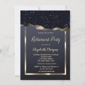 Invitation Cadre Or, Retraite Parties scintillant Noire (Devant)