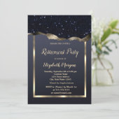 Invitation Cadre Or, Retraite Parties scintillant Noire (Debout devant)