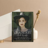 Invitation Cadre Or Simple Deux Photo Graduation Verticale