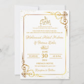 Invitation Cadre Or Simple Élégant Moderne Nikah Walima (Devant)