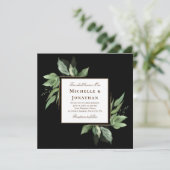 Invitation Cadre or verdoyant sur Mariage chrétien noir (Debout devant)