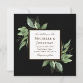 Invitation Cadre or verdoyant sur Mariage chrétien noir (Devant)