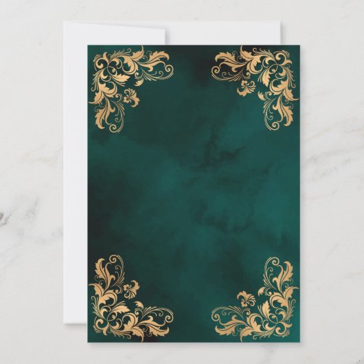 Invitation Cadre Or Vert foncé Mariage musulman musulman musu (Dos)