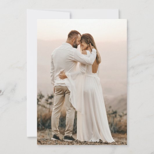 Invitation Cadre or vert Simple Mariage photo noir (Dos)
