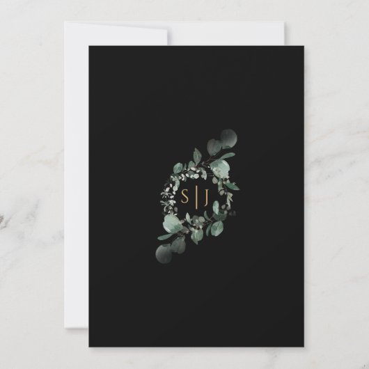 Invitation Cadre Or Vert Simple Noir Nous faisons Mariage (Dos)