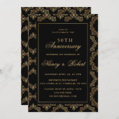 Invitation Cadre Ornate Or Black 50e anniversaire Mariage (Devant / Derrière)