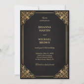 Invitation Cadre Orné de Luxe en Or (Devant)