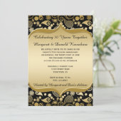 Invitation Cadre orné de Paisley Or Noir 50e Anniversaire (Debout devant)