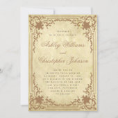 Invitation Cadre Orné de Papier Vélin Ancien Élégant Mariage (Devant)