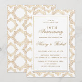 Invitation Cadre Orné Or Blanc 50e anniversaire Mariage (Devant / Derrière)